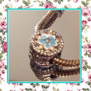 🌸MAGNOLIA BEAD CHARM GEM BLUE & WHITE FLOWER BOHO